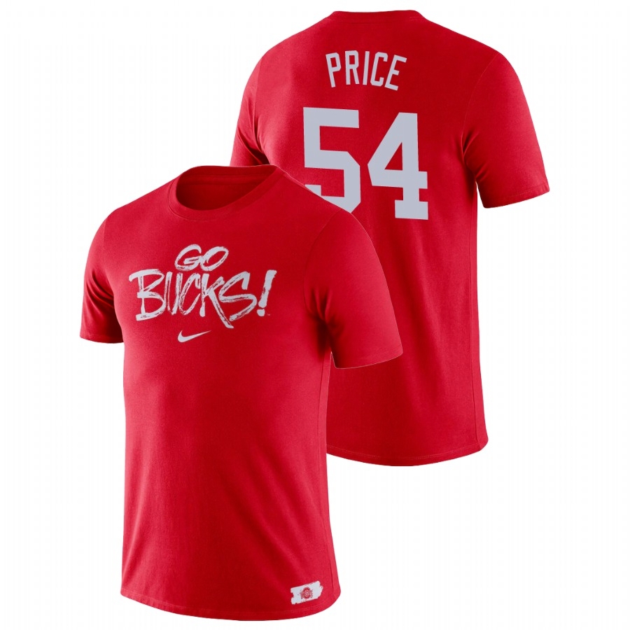 Ohio State Buckeyes Men's NCAA Billy Price #54 Scarlet Brush Phrase College Football T-Shirt VLW5549AE